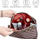 BAGCRAZY Checkered Makeup Bag Set, Elegant Travel Cosmetic Bag 2 Pack, Waterproof PU Leather Makeup Organizer with Zipper for Women