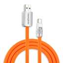 chubbycable Chubby 2.0 USB C 120W Fast Charging Cable Silicone Soft Durable USB C Cable Extra Thick Charger Cord Compatible with iPhone 17-15 Series iPad, Orange, USB-A to Type-C, 6.6FT