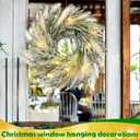 Juexica 19.7 Inch Lighted Christmas Wreaths for Front Door Flocked Norfolk Pine Wreaths with Boho Pampas Grass White Coastal Xmas Decor for Indoor Outdoor Wall Window Home Xmas Seasonal Decor