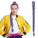 Yan Dream Purple Braid Wig 90cm Thick Long Lavender Purple Braid Hair Cosplay Wig Clip In Ponytail Dress up Accessories