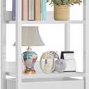 Furologee White 4 Tier Bookshelf with Drawer, Small Narrow Bookcase with Shelves, Modern Free Standing Shelf Unit, Wood and Metal Display Storage Shelves Organizer for Bedroom, Living Room, Entryway