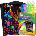 ZMLM Scratch Paper Art Set: 60 Pcs Magic Art Craft Kid Return Gifts Scratch Paper Supplies Toddler Preschool Learning Toys for Age 3 4 5 6 7 8 Girls Boys Birthday Activities Party Favors, 5 * 7.2