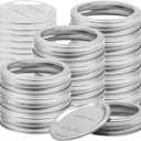 Canning Lids with Rings 24Pcs Canning Lids and Bands/Rings for Mason Jar, Ball or Kerr Jars, Split-type Metal Lids with Silicone Seals Rings Leak Proof (12Lids + 12Rings for Regular Mouth Jar)