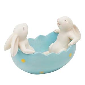 Braxio Outdoor Table Decor Bunny Figurine - Home Tabletop Decoration Spring Bunny Candy Bowl Collectible Figurines 5x2.5x3 Inch