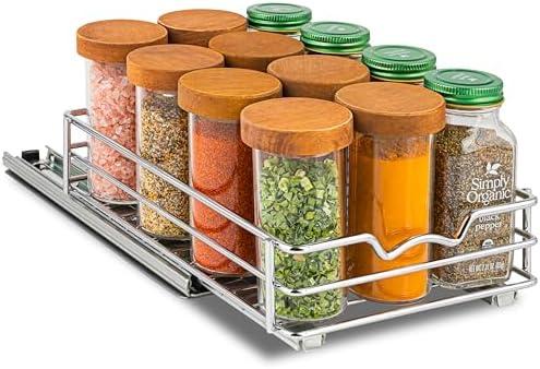 Pull Out Cabinet Organizer for Spices, Cans - Heavy Duty - Pull Out Spice Rack- Cabinet Pull Out Shelf for Cans,Dishes, Etc, 6-1/2 "W x 10-1/2"D x 2-3/4H, Chrome (6.5 Inch - Single)