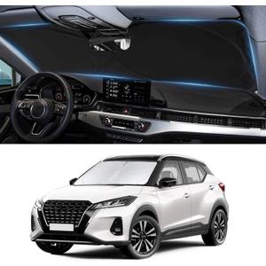 Custom Fit Nissan Kicks Windshield Sunshade 2018 2019 2020 2021 2022 2023 2024 2025 for Kicks, S, SV, SR Crossover Accessories Front Window Shades Car Shield Cover 240T Sun Visor Blocks UV Rays