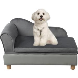 Pet Bed Sofa, Puppy Bed with Storage, Small Dog Couch with Removable & Washable Cushion, Comfy Pet Couch Bed for Cats & Puppy (Gray)