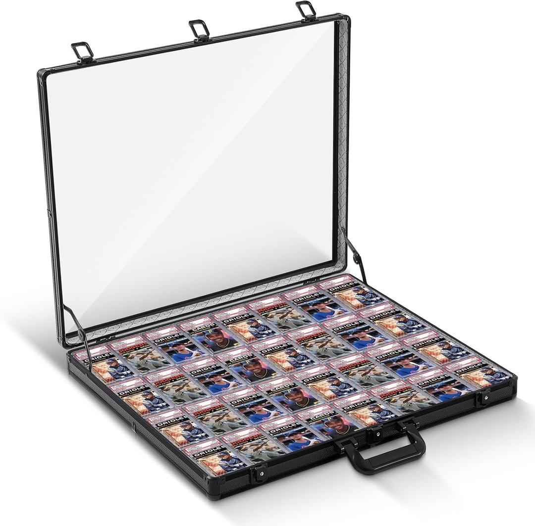 Trade Show Display Case Table Top Portable Aluminum Sports Card Display Case Frame with Clear Acrylic Showcase with Locks for Jewelry Craft Collector Shows