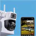 Outdoor Camera 3 Lens, 8X Hybrid Zoom WiFi Security Cameras Wired 24/7 Recording, Pan/Tilt 360View Auto Tracking, Free AI Detection, Color Night Vision, 2 Way Audio, 32GB Local Storage