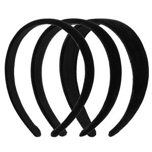 3pcs Velvet Headband for Women, Soft Padded Thick Headband (Black, 1.5cm/0.59inch, 2cm/0.79inch, 3cm/1.2inch, 3 Pack)
