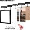 KINLINK 9x9 Picture Frame Black, Wooden Square Photo Frame Matted 7x7 with Plexiglass for 7x7 with Mat or 9x9 without Mat for Table and Wall Display