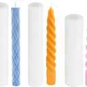 PATIKIL 3Pack Taper Candle Making Mold, 3D Spiral Taper Candle Mold Long Twisted Silicone Candle Mold Taper Candle Moulds for Candle Making Table Home Decor