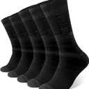 Wildarms 5 Pack Mens Crew Boot Socks Breathable Durable Cushioned Work Socks Athletic Socks with Moisture Wicking for Hiking (8-10, Black)