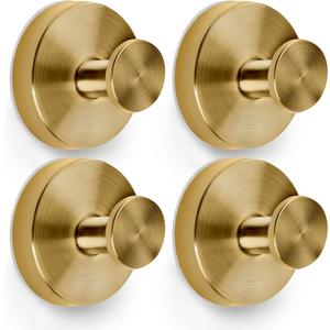 Shower Suction Cup Hooks, Strong Suction Power, Towel Hooks for Shower Glass Door, Bathroom, Kitchen, Mirrors, Tiles, Holds up to 11 lbs, Ideal for Towels, Bath Robes, Coats (Pack of 4, Champagne Bronze)