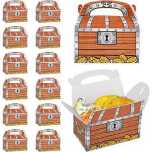 Adorox 24 Pack Treasure Chest Candy Boxes - Party Favors, Goodie Bags, Decorations for Birthday, Events