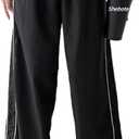 Shebote Womens Parachute Pants Wide Leg Baggy Y2K Elastic Waist Jogger Sweatpants Track Pants Streetwear(0046-Black-L)