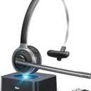 XAPROO Wireless Headset for Work, 2025 New Wireless Computer Headset with USB Dongle, Flip-to-Mute, On Ear Cell PC Headset with Charging Base for Home Office Call Center Zoom Skype
