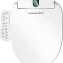 Round Bidet Toilet Seat, Smart Heated Toilet Seat with Warm Water and Dryer, Soft Close Bidet Seat with Adjustable Temperature, Stainless Steel Nozzle