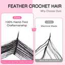 Miracle Knots Feather Crochet Hair (Deep Wave) - 20" Hand-Tied Synthetic Extensions, 100 Strands Soft Cotton Core Glue-Free Knotless Hair Pieces (Natural Black)