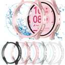 [6+6 Pack for Samsung Galaxy Watch 5/4 Screen Protector Case 44mm, HD Anti-Fog Tempered Glass Film & Waterproof Hard PC Bumper Cover for Galaxy Watch 5 4 44mm