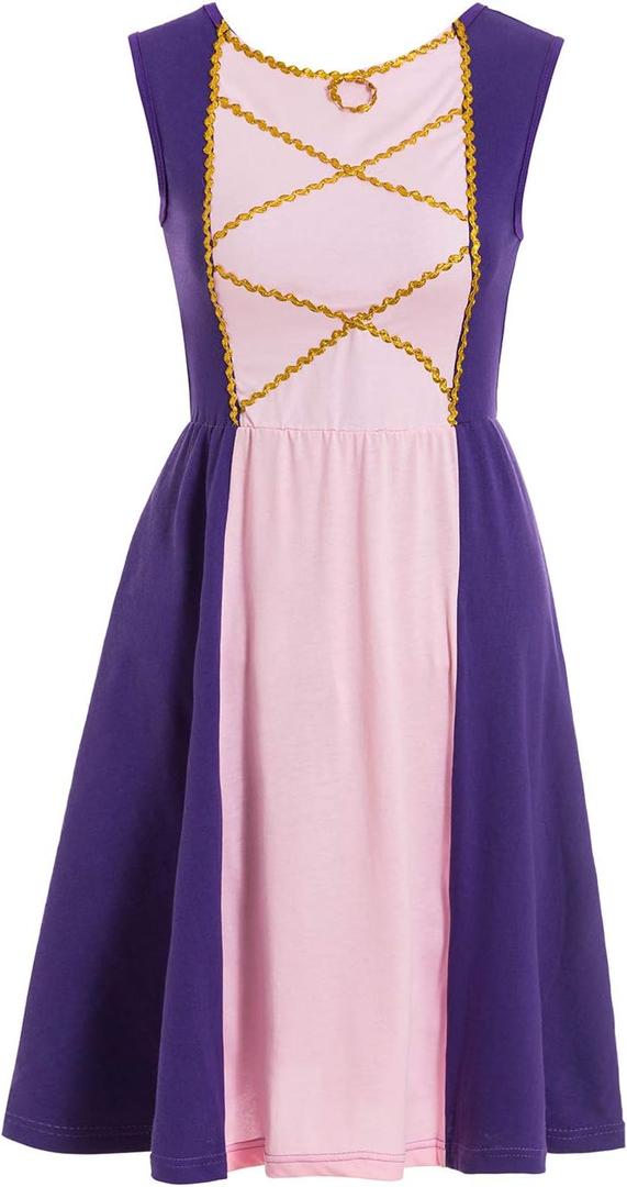 Waruila Women Tangled princess dress Party Purple Victorian Dress Princess Costume Women Adult Cosplay Dress (Purple, M)