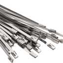 OFFO Metal Zip Ties 100 Pcs 15.8 in Premium Heavy Duty Stainless Steel Wire Multifunctional Locking Exhaust Wrap Flexible Durable