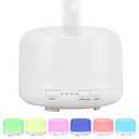 500ml Premium Essential Oil Diffuser,Quiet 4-in-1 Ultrasonic Aromatherapy Humidifier,7 Color LED Lights,with Adjustable Automatic Timer Off Function and Spray Mode. (White,Classic Model)