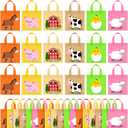 Sweetude 36 Pcs Farm Animal Party Favor Bags Barnyard Gift Goodie Treat Bags for Kids Farmhouse Reusable Non Woven Bag