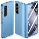 Eiavike Phone Case for Samsung Galaxy Z Fold 7, with Hinge Protection & Built-in HD Screen Protector, Matte Texture Hard Slim Fit Protective Cover Bumper for Galaxy Z Fold7 (2025) (Sea Blue)