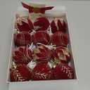 12PCS Velvet Glitter Christmas Ball Ornaments, 3.15 Inches Luxury Christmas Decorations, Elegance Modern Hanging Ornaments for Xmas Tree, Party, Wedding, Home Decor (Red)