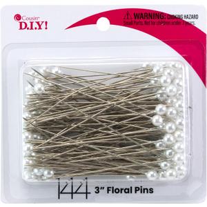Cousin DIY White 3 inch Floral Pins Pearlized Ball Heads, 144 Pack, 40000706