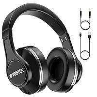Over Ear Bluetooth Headphones Wireless, Dual 50mm & 6 Drivers, 0.38lb Lightweight Foldable Design, 40H Playtime with ANC Mic, Memory Foam Earpads for Commuting Gym Running Travel-(Black)
