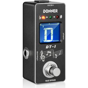 Donner Tuner Pedal, Dt-1 Chromatic Guitar Tuner Pedal with Pitch Indicator for Electric Guitar and Bass True Bypass (Black Tuner)