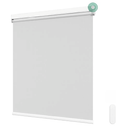 Allesin Motorized Roller Blinds with Remote Control for Windows, Blackout Smart Roller Shade, Battery Powered Electric Smart Blind (White 35" W x 72" H)