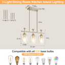 21.2" Dining Room Light Fixture/Chandelier Over Table, 3-Light Brushed Nickel Kitchen Island Lighting with Clear Glass Shade, Modern Hanging Pendant Lights Fixture for Kitchen Island, Dining Room, Bar