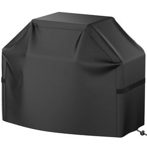 BBQ Grill Cover, Waterproof, Weather Resistant, Rip-Proof, Anti-UV, Fade Resistant, with Hook-and-Loop Straps, Gas Grill Cover for Most Grills, 55 inch, Black