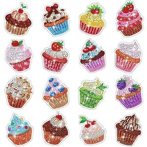 Xuhal 16 Pcs Diamond Painting Magnets DIY Diamond Painting Kits for Gem Art Magnet Fridge Stickers for Beginners Adults DIY Crafts Party(Cupcake)
