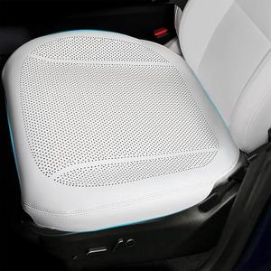 Erivis 2PCS Nappa Leather Car Front Seat Covers for 2025 2026 Tesla Model Y/3 Highland/Juniper Breathable Perforated All-Season Universal Bottom Seat Protectors for Tesla Accessories, White