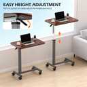 WOTURE Adjustable Overbed Table with Wheels, Pneumatic Height Adjustment, Ideal for Hospital Use or At Home as Bed Tray, Standing Desk, Bedridden & Mobility Needs, Walnut