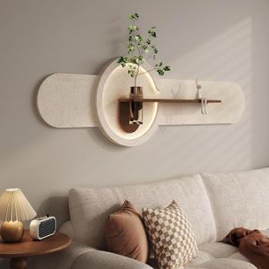3D Textured LED Horizontal Wall Art Decor for Living Room, Large Lighted Minimalist Beige Cream Sandstone Wall Decor with Shelf, Modern Backlit Sculpture Artwork for Bedroom, Dining Room, Office
