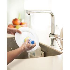 YeuDeuy Dish Scrubber with Soap Dispenser for Dish Pot Pan Kitchen Sink Cleaning, Plam Brush with Sponge Head 2pcs