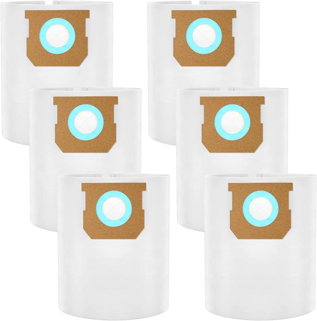 6-Pack 15-22 Gallon Bags replace for Shopvac, Type G 90663 9066300; Type J 90673 9067300 and VF2008.Disposable Wet Dry Vacuum Collection Bags, white