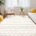 5x7 Area Rugs for Living Room: Washable Large Rug Modern Geometric Rugs Soft Non-Slip Indoor Floor Carpet Moroccan Farmhouse Rug for Bedroom Dining Room Nursery Offices (Beige, 5'x7')