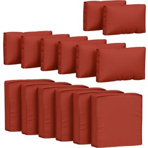 14 Pcs Outdoor Cushion Covers Patio Cushion Slipcovers Replacement Splash Proof with Zipper for Outdoor Furniture, Patio Sofa Couch 3 Sizes, Covers Only (25.5''25.5''4'', Terra Red)