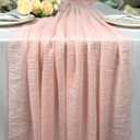 Booque Valley Pink Table Runner 10ft Boho Cheesecloth Super Soft Seersucker Gauze for Wedding Bridal Shower Baby Shower Birthday Party Decoration Centerpiece Table Decor, 1 Pc, Blush Pink