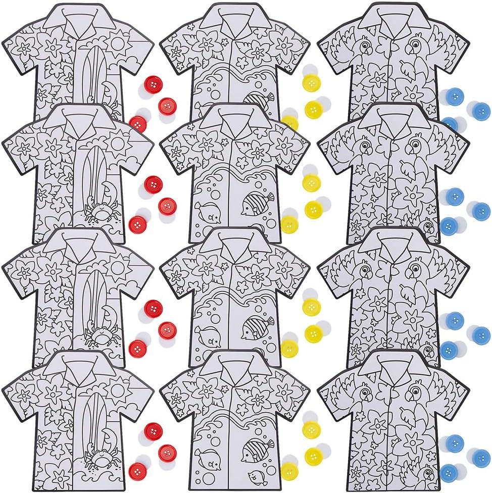 Color Your Own Hawaiian Shirts with Buttons Craft Kit Makes 12