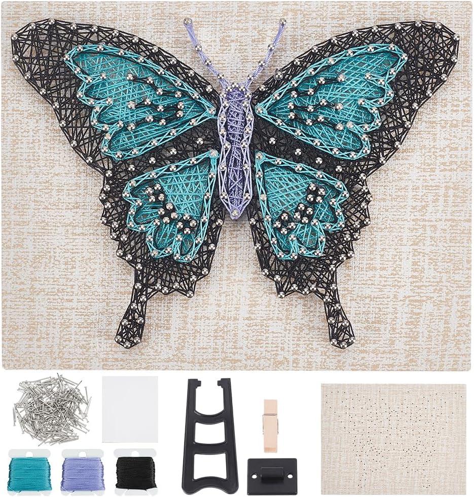 WEBEEDY DIY Blue Butterfly String Art Kit for Adults Beginners 3D Animal String Art Crafts Kit,Arts Crafts Kit Include All Necessary Accessories and Frame,Home Wall Decor Christmas Unique Gift