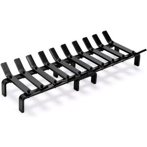 WILLOW WEAVE 24" Fireplace Grate Wood Stove Grate Rack Fireplace Tools Rack Heavy Duty Solid Steel 10-Bars Log in Holder Easy Assembly Fire Grate for Indoor Hearth Outdoor Firepit Matt Black