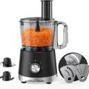 OLIXIS Food Processor 10.5 Cup, Vegetable Choppers with Slicing Shredding Chopping Kneading, Dishwasher Safe, Food Grinder, Stainless Steel Blades, for Smoothie Fruit Dough, 2.6QT, Black