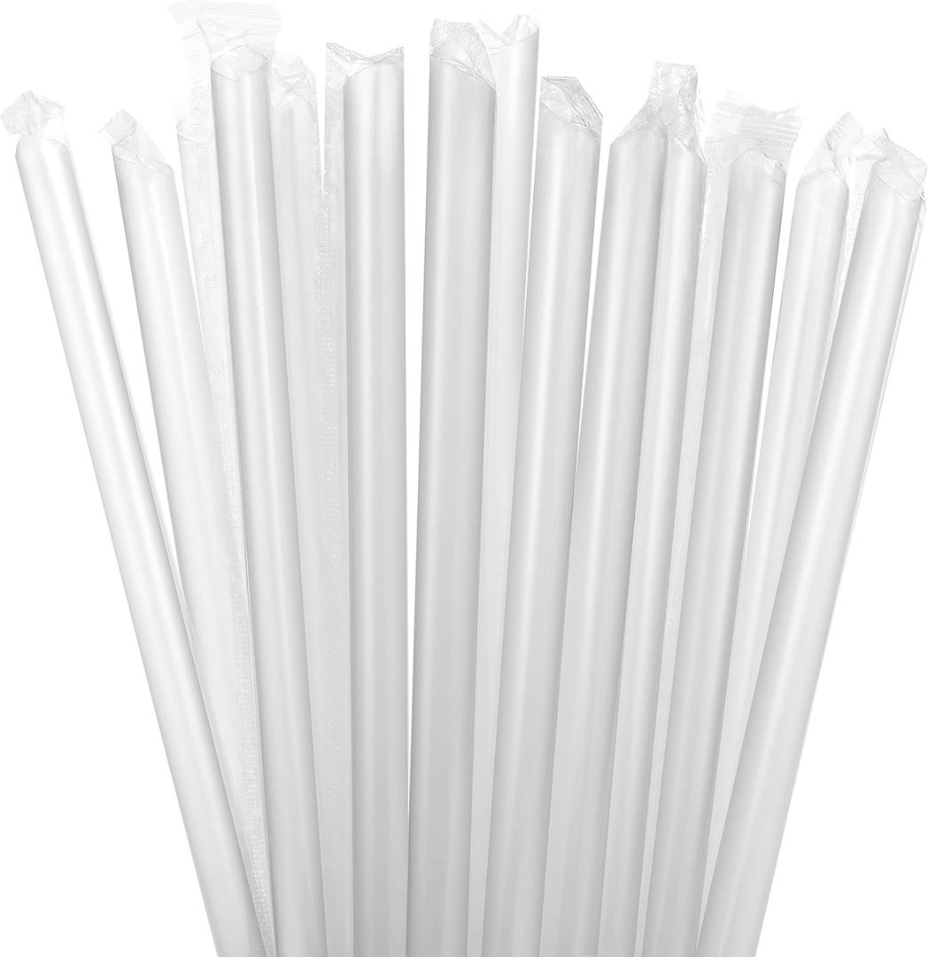 400 Pcs Clear Boba Straws Jumbo Smoothie Straws,Individually Wrapped Disposable Plastic Large Wide-mouthed Milkshake Drinking Straws (0.43" Wide X 9.45" Long)